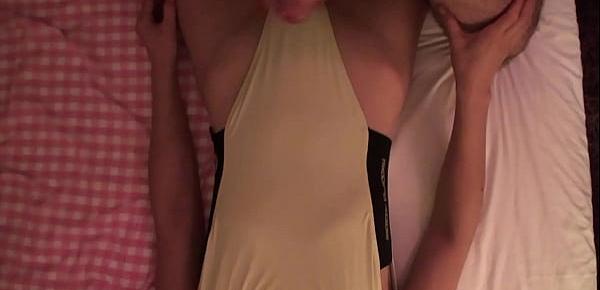  Cum On One Piece Swimsuit - Retro 80s Body Glove One Piece Swimsuit Sex Cumshot with Petite Asian being Foreskin Rubbed and Fucked by Guy with Uncut Cock